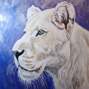 Lioness original acrylic painting- wildlife-animal art